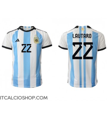 Argentina Lautaro Martinez #22 Prima Maglia Mondiali 2022 Manica Corta